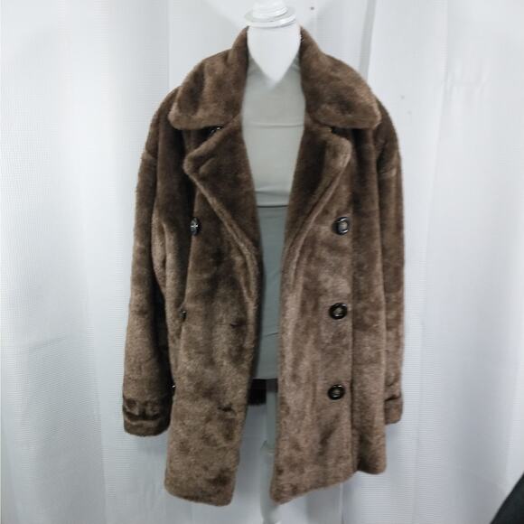 JONES NEW YORK! OMBRE TAUPE BROWN LUXURIOUS FAUX MINK FUR COAT, JACKET! SZ M - Picture 3 of 10